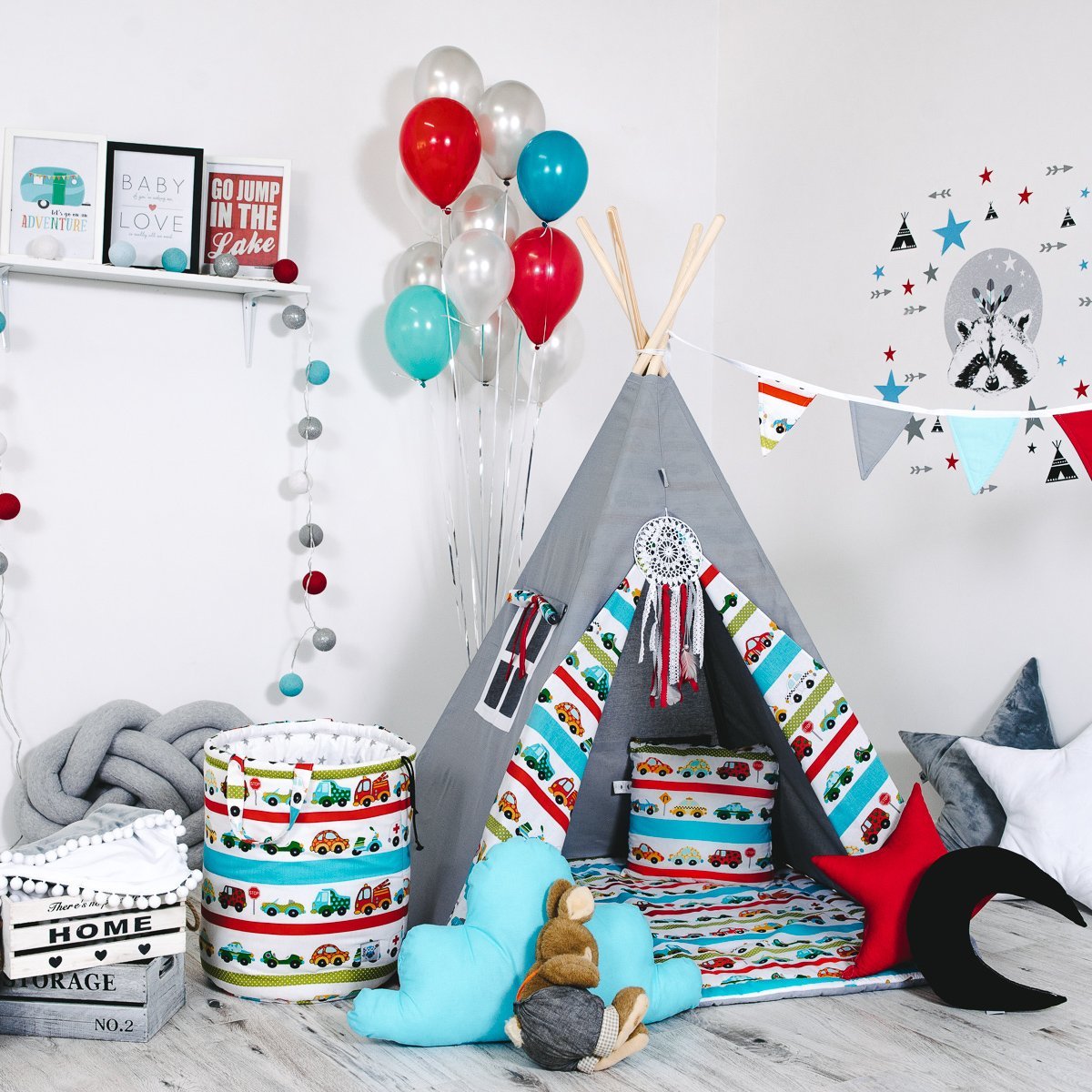 Set Teepee per bambini, gara automobilistica