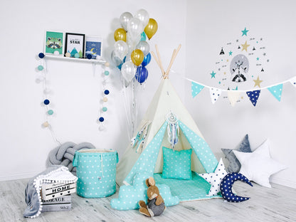 Set Teepee Per Bambini Cielo Verde Pallido