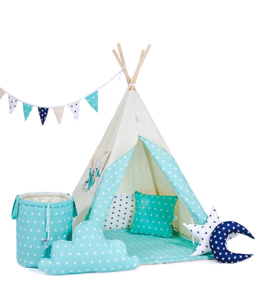 Set Teepee Per Bambini Cielo Verde Pallido