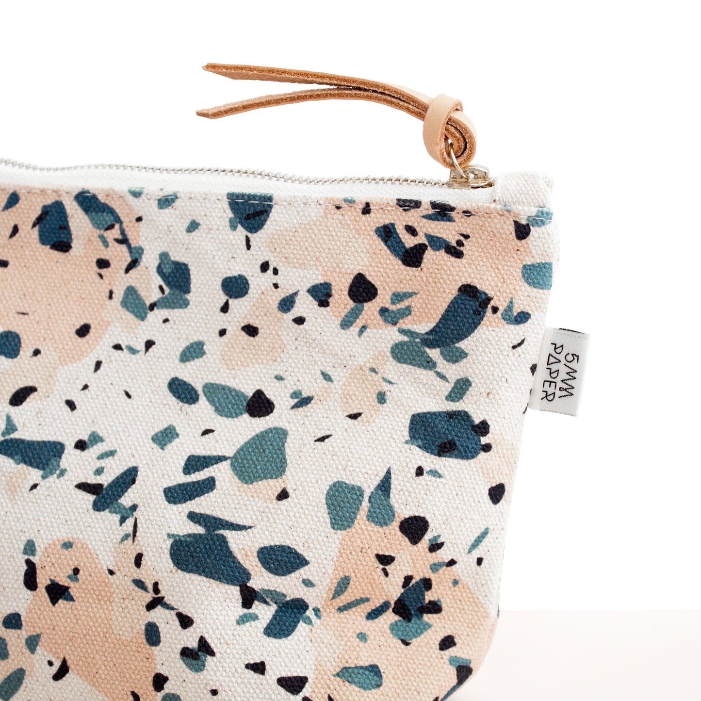 Borsa per cosmetici/trucchi in tela di cotone - Terrazzo Blue Peach II