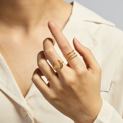 Anello a mezzaluna Anello in corno d'argento