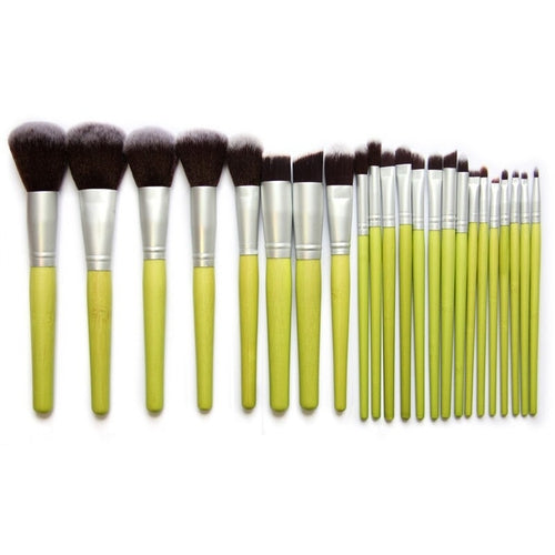 Pennelli per trucco in bambù verde Set completo Fard in polvere ecologico