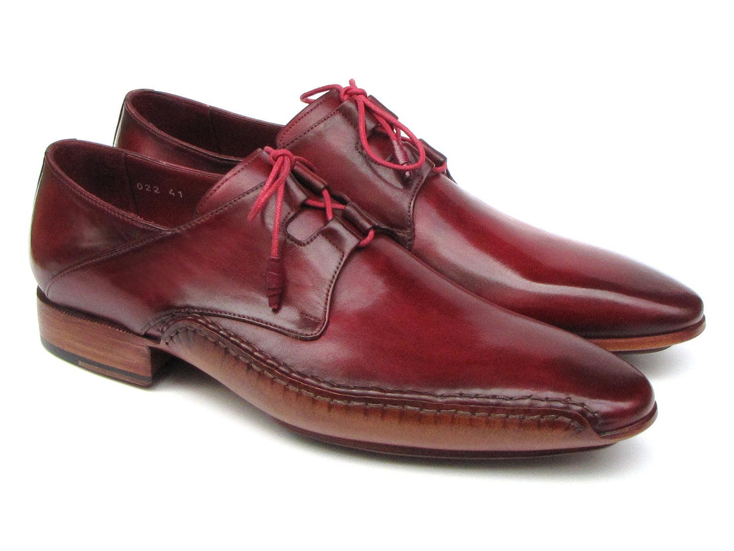 Paul Parkman Ghillie Scarpe con lacci cucite a mano Bordeaux (ID#022-BUR)