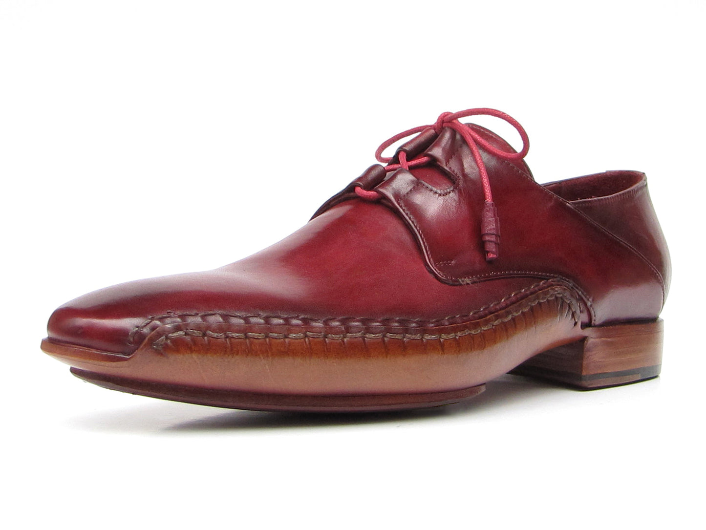 Paul Parkman Ghillie Scarpe con lacci cucite a mano Bordeaux (ID#022-BUR)