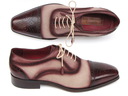 Paul Parkman Scarpe Oxford Captoe Bordeaux, Beige (ID#024-BRR)