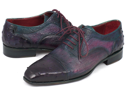 Paul Parkman Oxford da uomo in vero struzzo Captoe viola (ID#24XS-PRP)