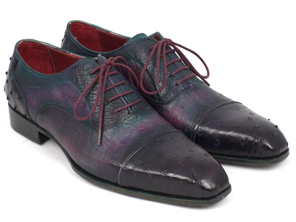 Paul Parkman Men's Genuine Ostrich Captoe Oxfords Purple (ID#24XS-PRP)