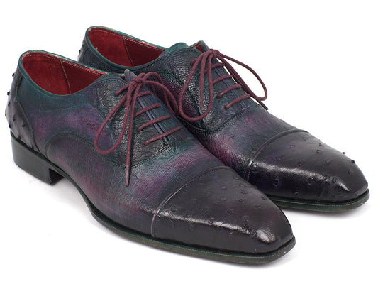 Paul Parkman Oxford da uomo in vero struzzo Captoe viola (ID#24XS-PRP)