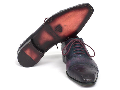 Paul Parkman Men's Genuine Ostrich Captoe Oxfords Purple (ID#24XS-PRP)