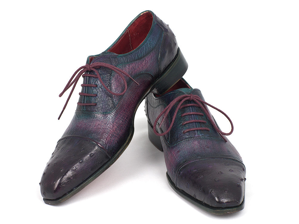 Paul Parkman Men's Genuine Ostrich Captoe Oxfords Purple (ID#24XS-PRP)