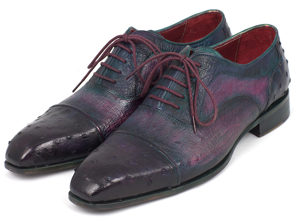 Paul Parkman Oxford da uomo in vero struzzo Captoe viola (ID#24XS-PRP)