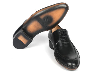 Paul Parkman Opanka Stitched Oxford da uomo in pelle nera con punta divisa