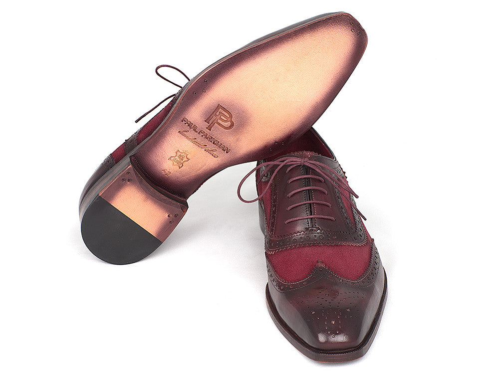 Paul Parkman Oxford da uomo in pelle scamosciata e pelle di vitello Bordeaux