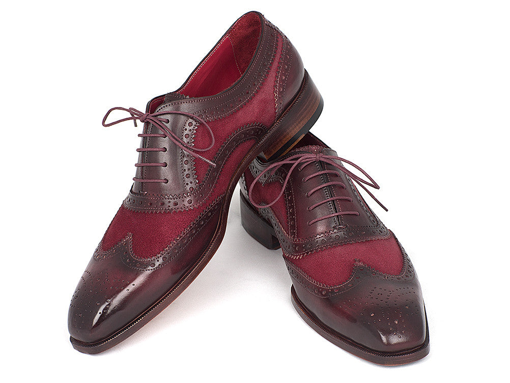 Paul Parkman Oxford da uomo in pelle scamosciata e pelle di vitello Bordeaux