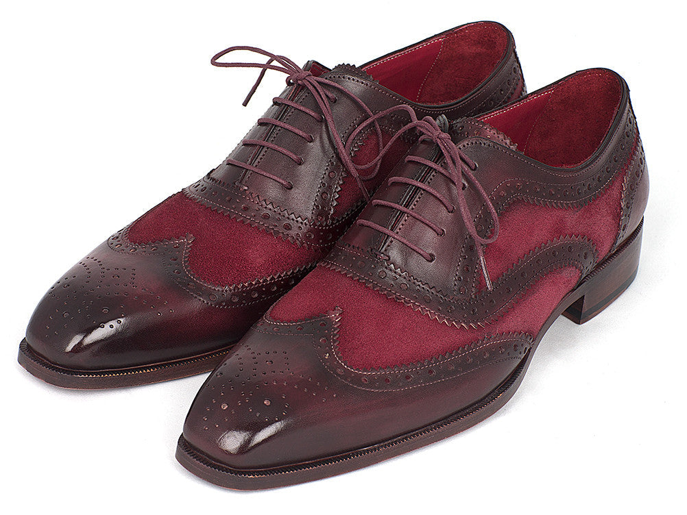 Paul Parkman Oxford da uomo in pelle scamosciata e pelle di vitello Bordeaux