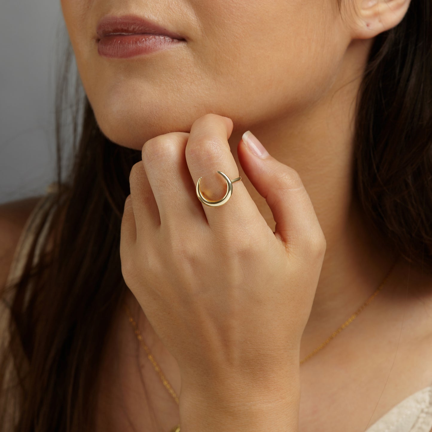 Anello a mezzaluna Anello in corno d'argento