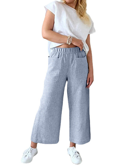 Pantaloni a gamba dritta casual alla moda larghi per le donne