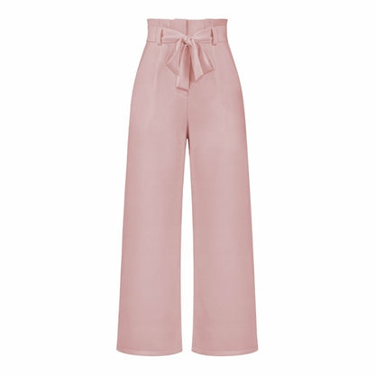 Pantaloni casual da donna a gamba larga con cintura