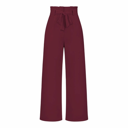 Pantaloni casual da donna a gamba larga con cintura