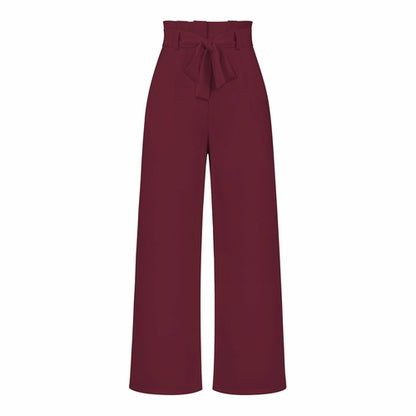 Pantaloni casual da donna a gamba larga con cintura