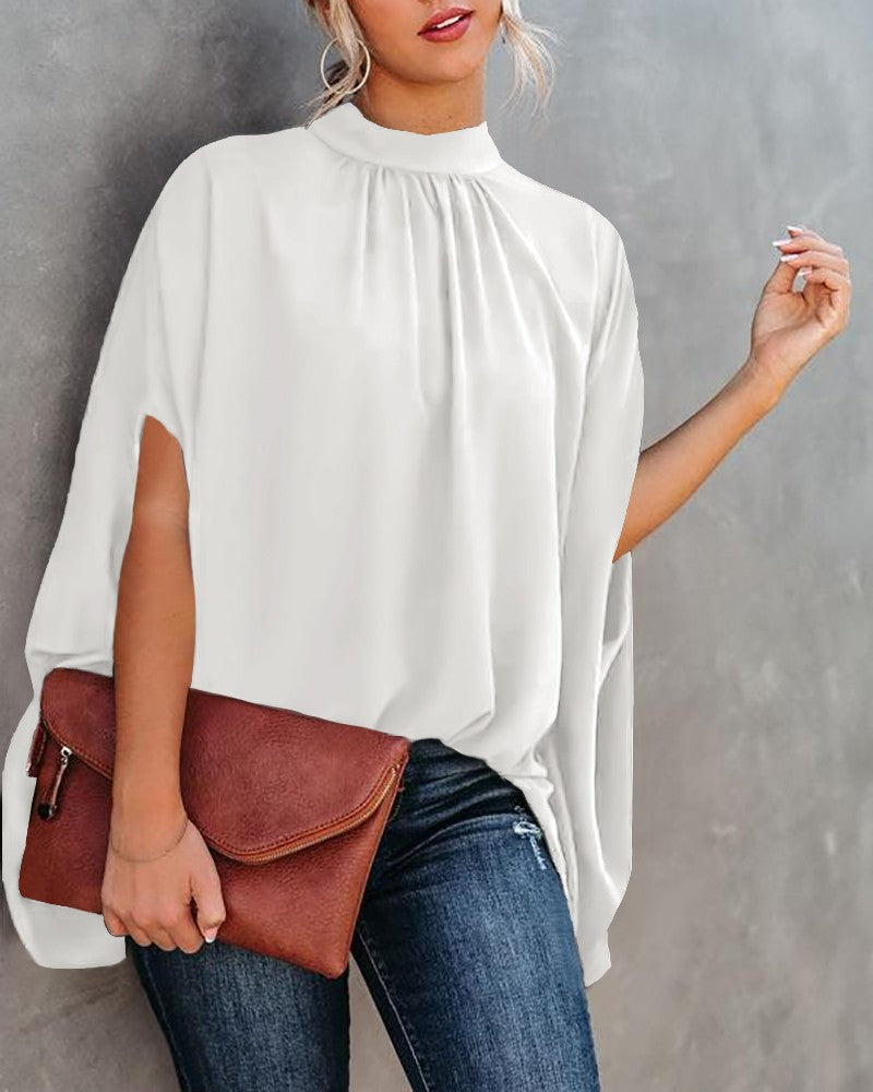 Top con maniche a pipistrello divise e stampa moda casual estiva