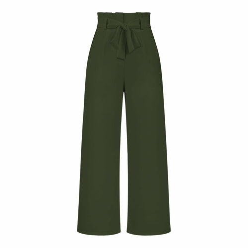 Pantaloni casual da donna a gamba larga con cintura