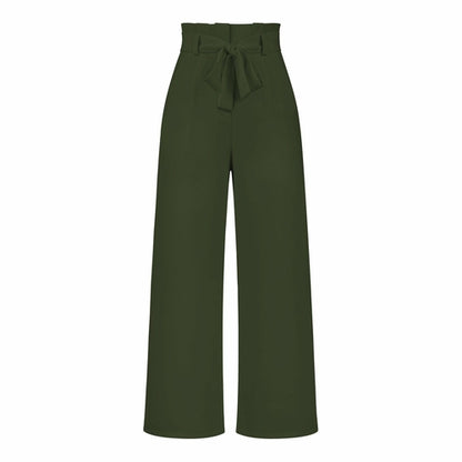 Pantaloni casual da donna a gamba larga con cintura