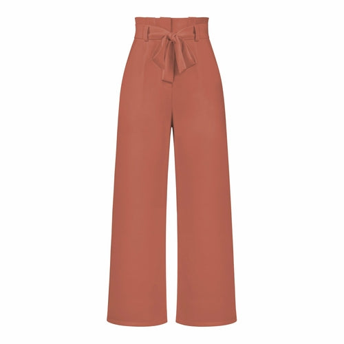 Pantaloni casual da donna a gamba larga con cintura