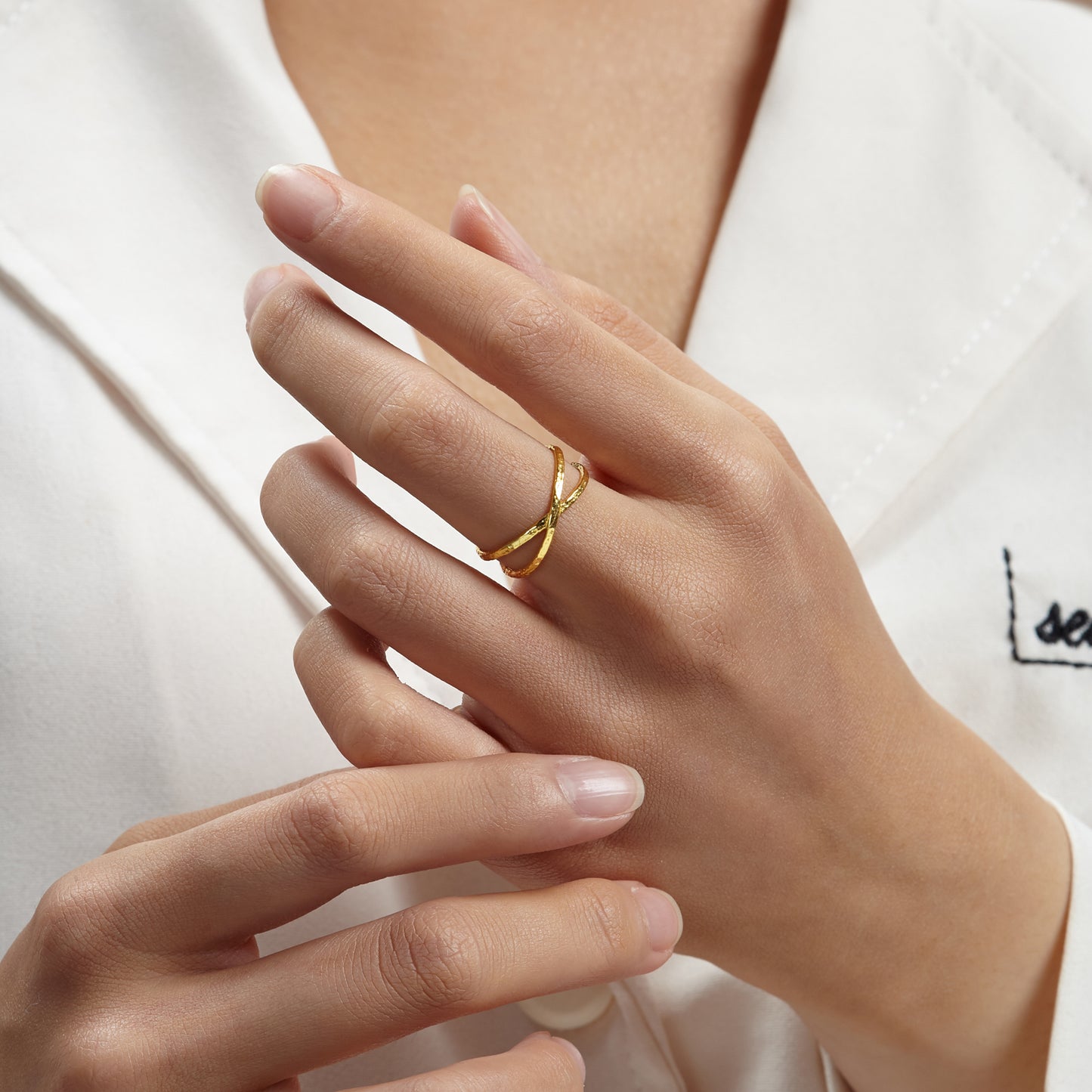 Doppio anello in oro delicato anello minimalista