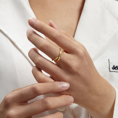 Doppio anello in oro delicato anello minimalista