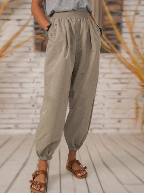 Solid Color Pocket Long Pant