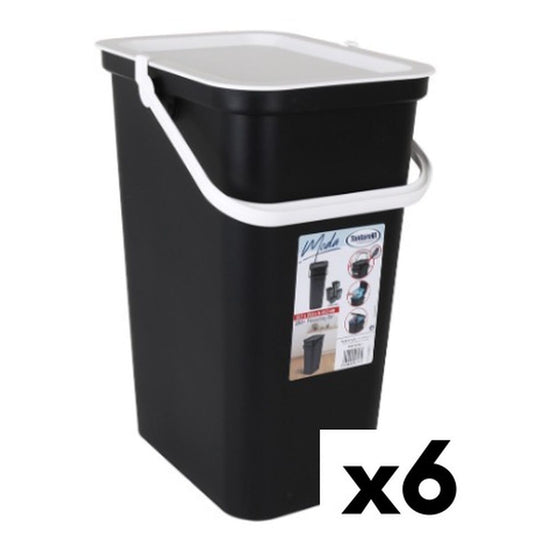 Recycling Waste Bin Tontarelli Moda 24 L White Black (6 Units)