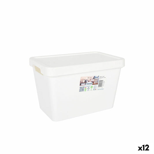 Storage Box with Lid Tontarelli Maya White 6,4 L 28 x 18 x 17,7 cm (12 Units)