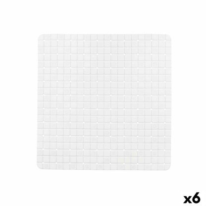 Non-slip Shower Mat Frames White PVC 50,3 x 50,3 x 0,7 cm (6 Units)