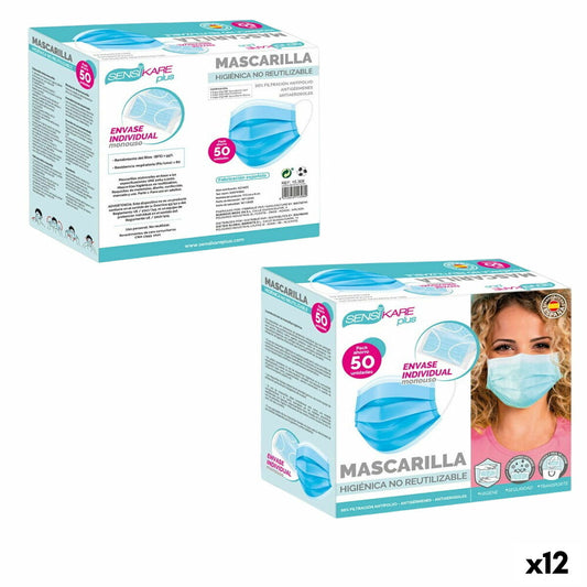 Box of hygienic masks SensiKare 50 Pieces (12 Units)