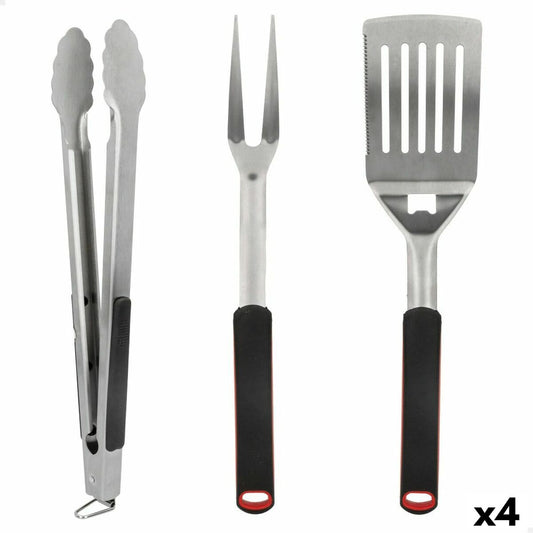 Barbecue Utensils Set Aktive 3 Pieces Barbecue Stainless steel 9 x 41 x 5 cm (4 Units)