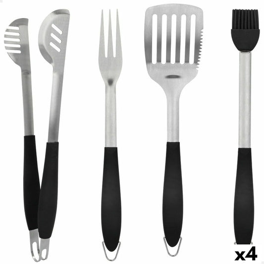 Barbecue Utensils Set Aktive 4 Pieces Barbecue Stainless steel 10 x 42 x 4 cm (4 Units)