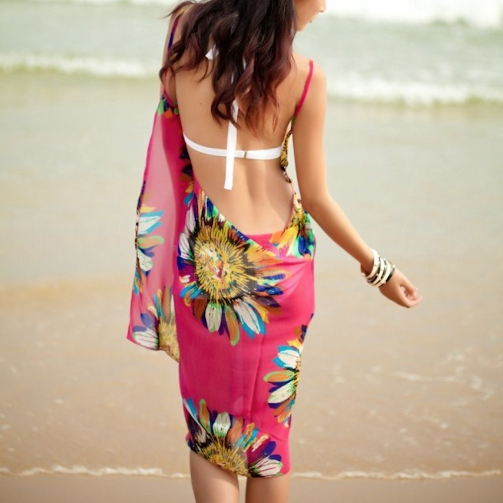 Copri bikini stile avvolgente girasole