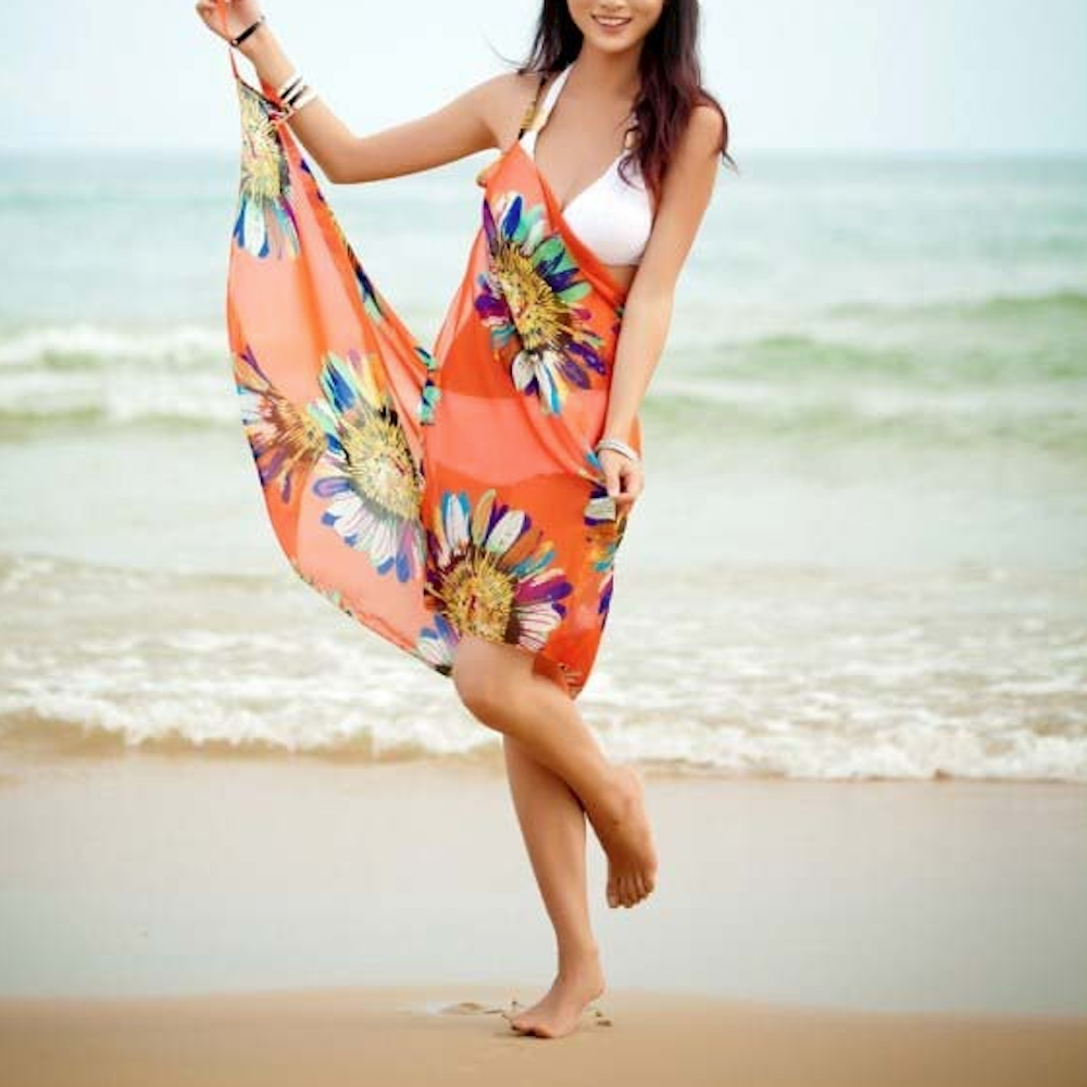 Copri bikini stile avvolgente girasole