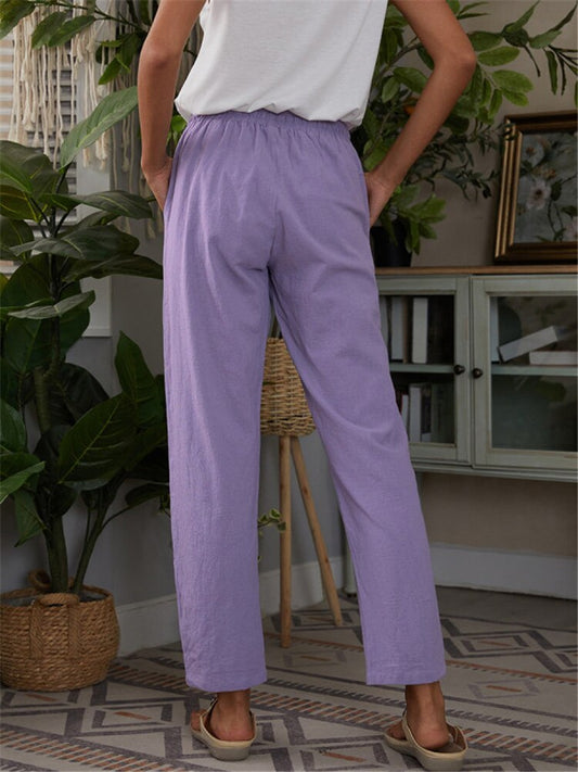 Pantaloni lunghi con lacci alla moda da donna 