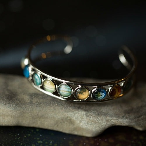 Bracciale rigido in argento del sistema solare