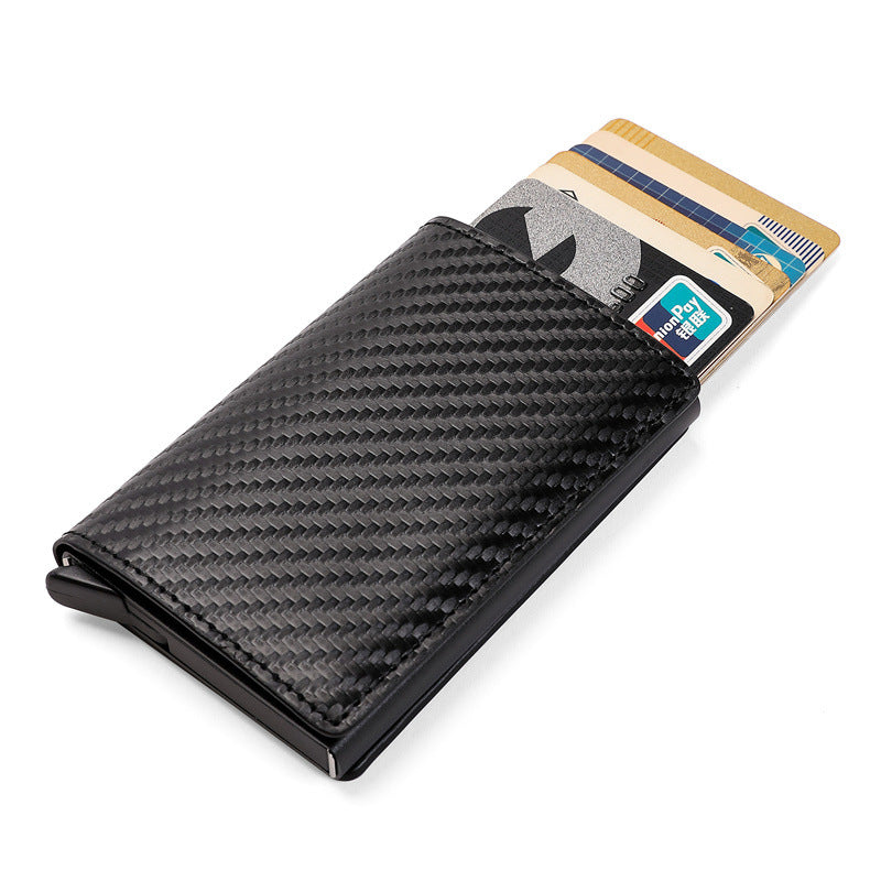 RFID Metal Magnetic Holder Men's PU Automatic Card Box