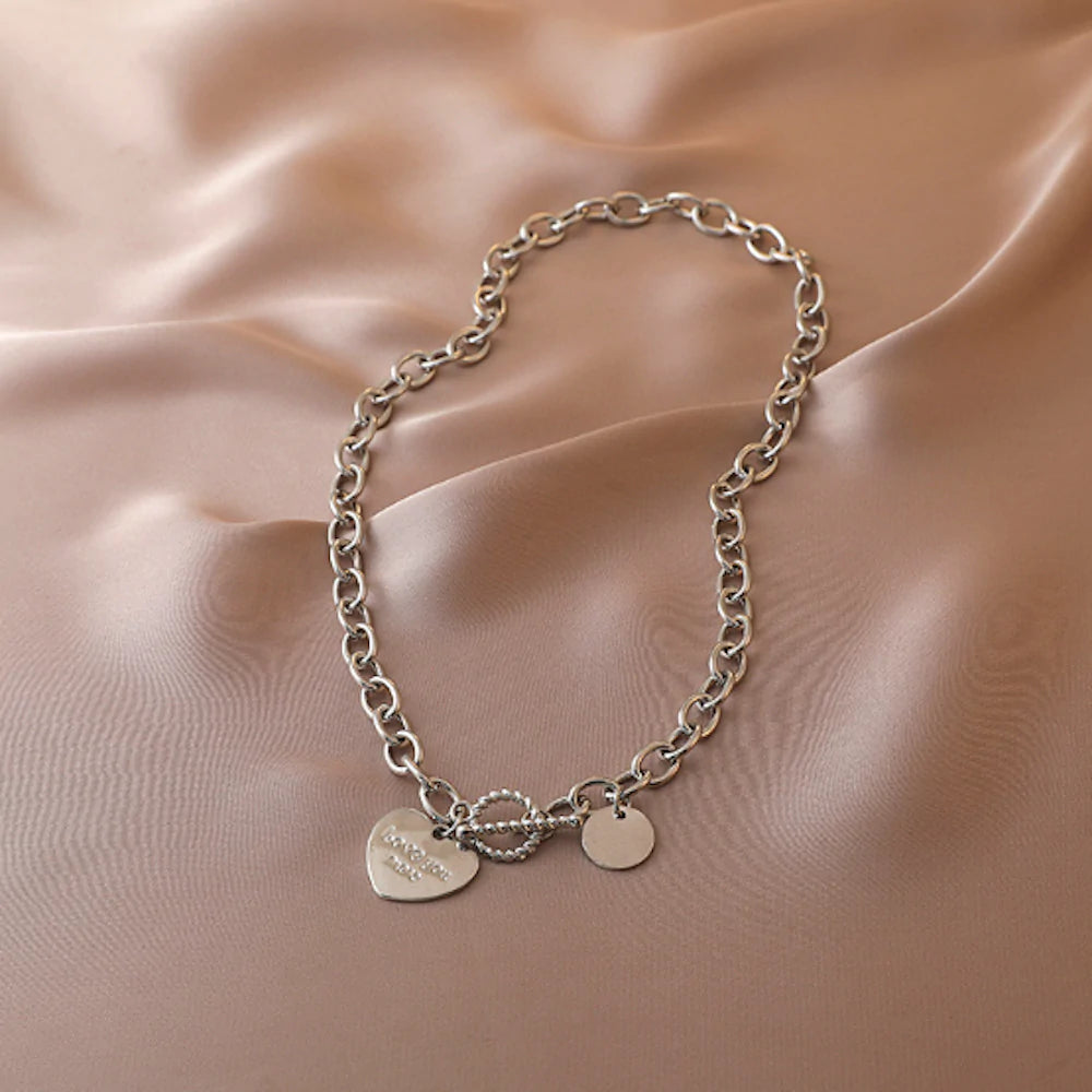 Collana a catena da donna con pendente a forma di cuore Love You More 