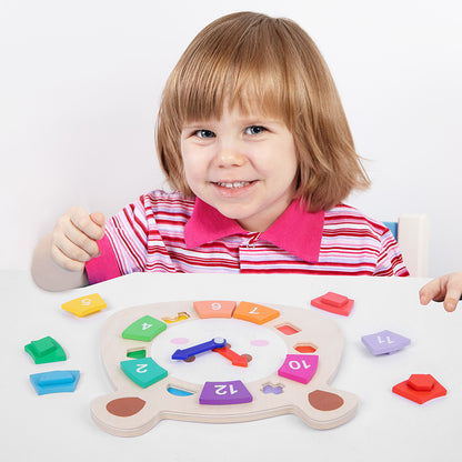 Giocattolo puzzle in legno con orologio orso per bambini Giochi di apprendimento Montessori