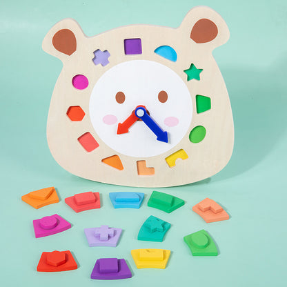 Giocattolo puzzle in legno con orologio orso per bambini Giochi di apprendimento Montessori