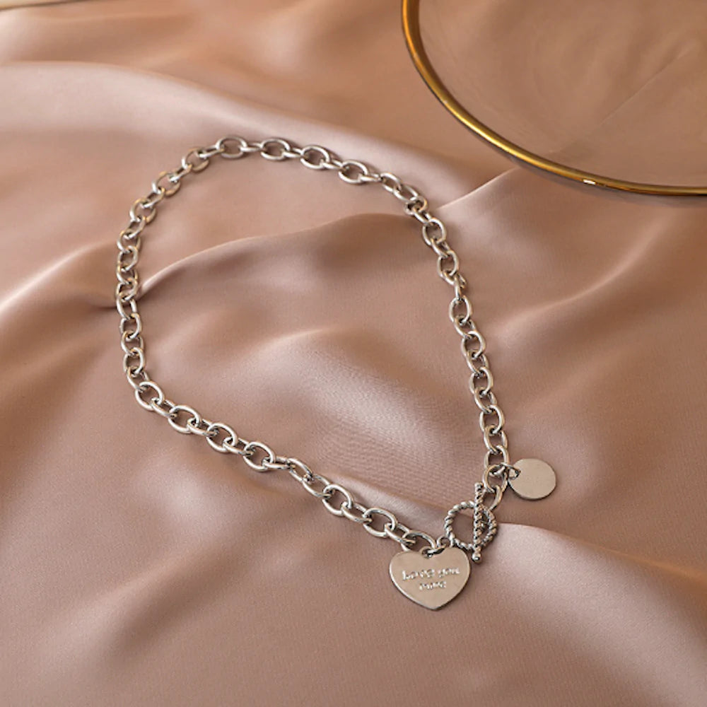 Collana a catena da donna con pendente a forma di cuore Love You More 