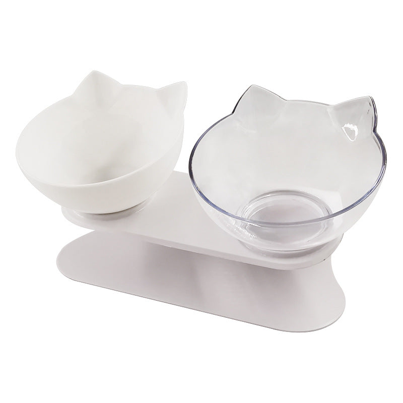 New Inclined Food Cat Ear Oblique Mouth Transparent Single Pet Bowl