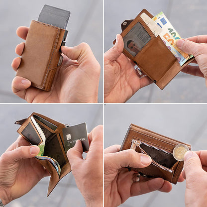 Zip Coin Clip Carbon Fiber Metal Card Holder