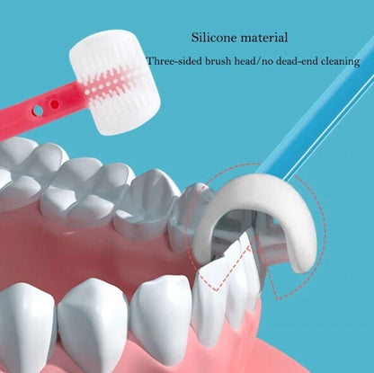 Three-Sided Toothbrush For Children 3d Silicone Soft Bristle Toothbrush