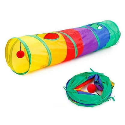 7 colori divertenti per animali domestici, tunnel per gatti, tunnel per gatti, tunnel arcobaleno, marrone